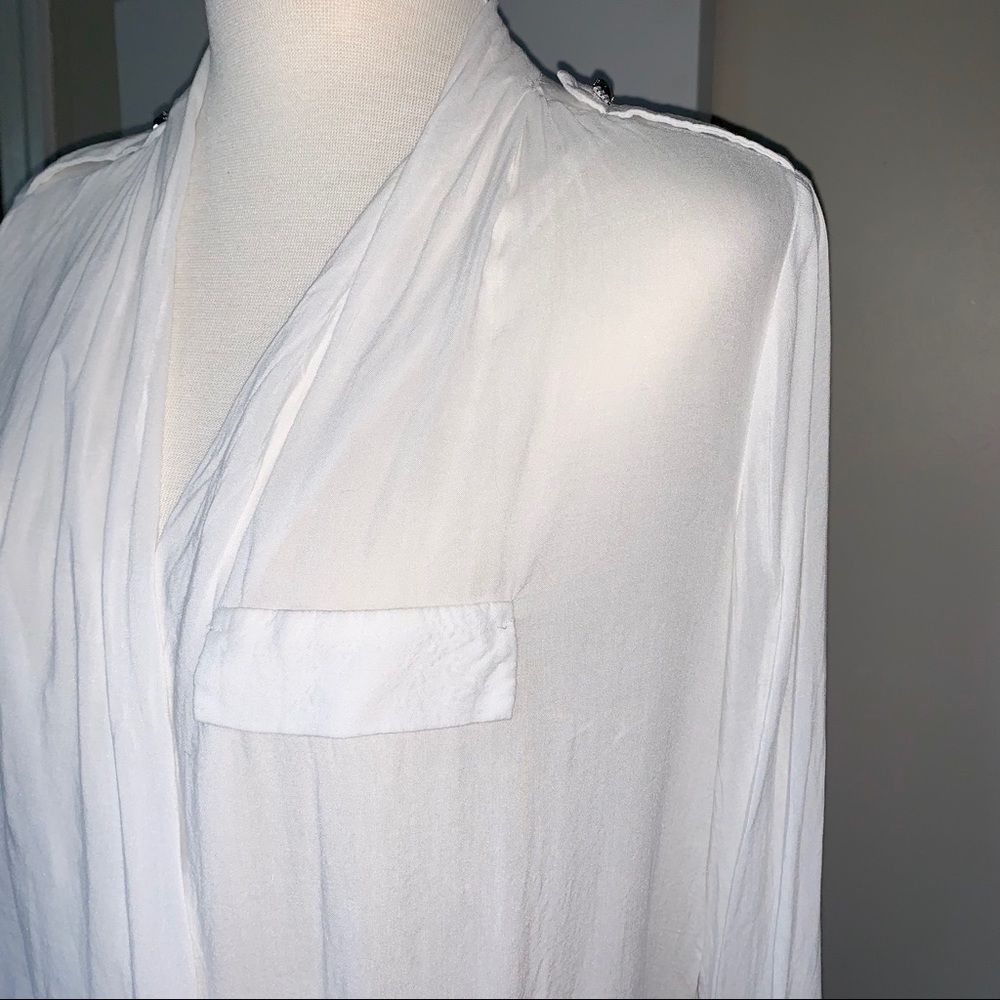 Whbm Open Front Artist Workit Blouse Size 2 - image 2